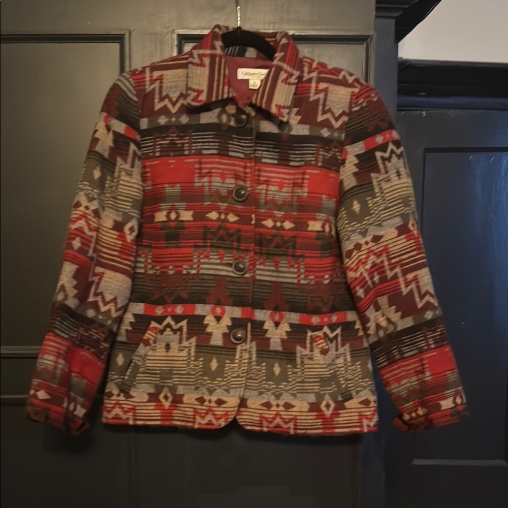 Vintage Red and Brown Geometric Jacket